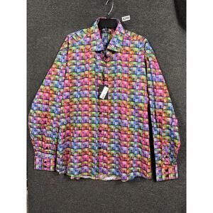 Masutto Button Up Shirt Mens Sz 3XL Multicolor Abstract Pattern  100% Cotton NEW